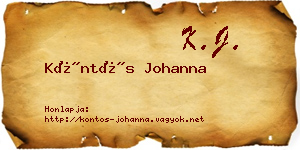 Köntös Johanna névjegykártya